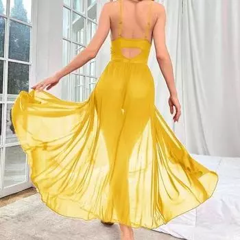 Секс пижамы сексуальное искушение длинное платье подтяжки халтер полые шнурованные пижамы ночной клуб роль перспектива униформа S