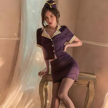 Секс ролевая игра наряд сексуальный костюм стюардессы мини-юбка стюардесса косплей униформа эротическое женское искушение нижнее белье XS