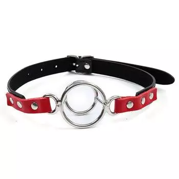 Sex Toys Metal Double Ring PU Mouth Plug Mouth Biting Tool Women s Forced Opening Mouth Plus Adult Products