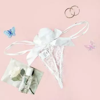 Секс трусики бант волосяной шарик сексуальные кружева соблазнение трусы секс стринги S
