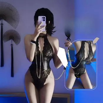 Сексуальное нижнее белье Воздержание Заговор Кружево Полый Тонкий Боди Sm Чистая Похоть Воздержание Женщины One Size