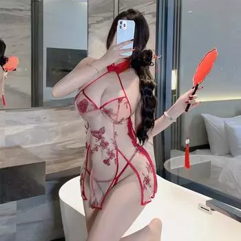 Сексуальное нижнее белье чонсам соблазнительная юбка мачехи сексуальная грудь может CHI молоко чистое желание qqny флирт цельный юбка для бедер Average size 80-125