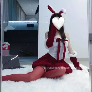 Сексуальное нижнее белье Рождество Новый год Костюм зайчика Золотой бархат Новогодняя ночь Сексуальная униформа Платье чистого желания average size [can wear 80-60 kg]