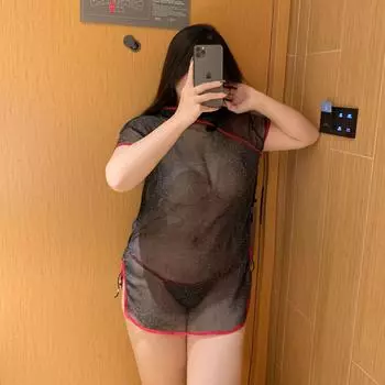 Sex underwear fat sister tight silver transparent mesh classical cheongsam sexy suit temptation uniform large