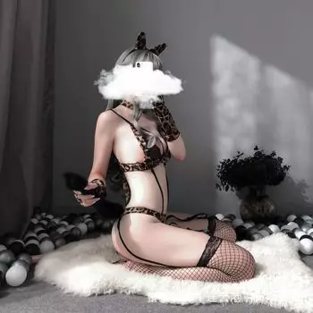 Сексуальное нижнее белье леопардовый принт край сексуальное открытое прозрачное искушение чулки цельные женский носочный костюм average size (about 80-62.5 kg)