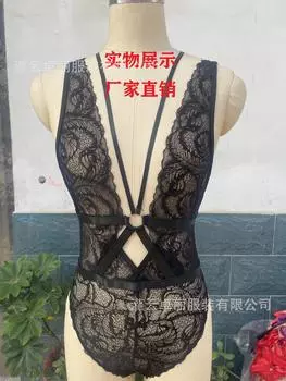 Сексуальное нижнее белье новое 2024 женское кружевное с перекрещенными бретелями с открытой спиной соблазнительное сексуальное боди S