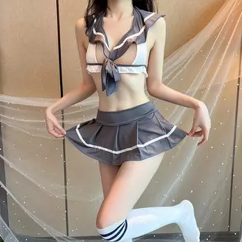 Sex Underwear New Sexy and Delicate School Girl Split Jk Uniform Short Skirt College Style Pure Desire Suit One Size