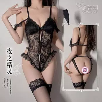 Сексуальное нижнее белье новый сексуальный комбинезон французское кружево открытая промежность кровать свободный разрыв Average size [Can wear 80-60 kg]