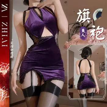 Сексуальное нижнее белье новые сексуальные пижамы осенне-зимний бархатный топ на бретелях сексуальный намек национальный стиль ципао страсть клубный стиль униформа average size [80-60kg]