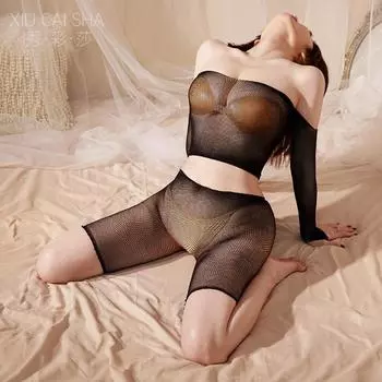 Сексуальное нижнее белье Страстный комплект одежды Прозрачный Рваный вручную Соблазн Сексуальные чулки Чистая пижама Большой размер Сетчатая подкладка Облако one size fits all