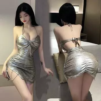 Сексуальное нижнее белье Страсть Сексуальный Cheongsam Маленькая грудь Пижама Горячая Чистое Желание Соблазн Бедра Разделение Юбка Комплект One Size