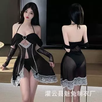 Сексуальное нижнее белье, костюм для страсти, маленькая грудь, соблазнение в постели, прозрачная сексуальная пижама для женщин 2819 One Size