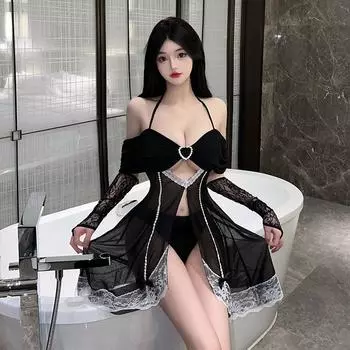 Сексуальное нижнее белье костюм для страсти маленькая грудь халат для кровати соблазнение прозрачный сексуальный пижама без ласк женщины 89 One Size