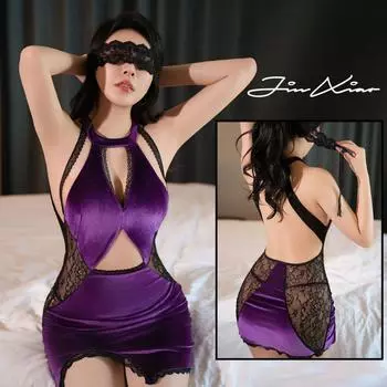 Сексуальное нижнее белье Чистое желание Сексуальный чонсам Костюм со свободной перспективой Клубная униформа Соблазн Маленькая грудь Шея Пижама One Size