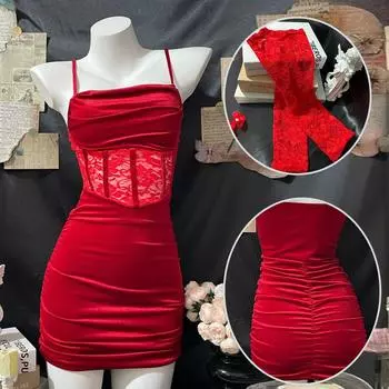 Сексуальное нижнее белье Красное Рождественское Сексуальная Чистая Секс Одежда Бархатная Пижама Форменный Костюм Женский One Size