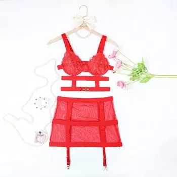 Сексуальный комплект нижнего белья из трех предметов, сетчатый, полупрозрачный, сексуальный, горячий, страстный, стандартное сексуальное нижнее белье S