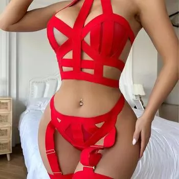 Sex underwear sexy babes locomotive garters splicing straps neck perspective S
