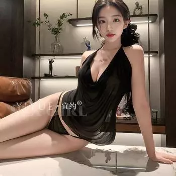 Сексуальное нижнее белье, сексуальный сетчатый пеньюар с карманом на животе, с воротником-стойкой, женская горячая шнуровка, большой размер, униформа one size fits all