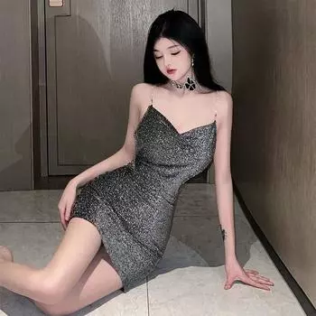 Sex underwear sexy halter hip skirt pure desire new slim Spice Girls nightclub nightdress uniform One Size