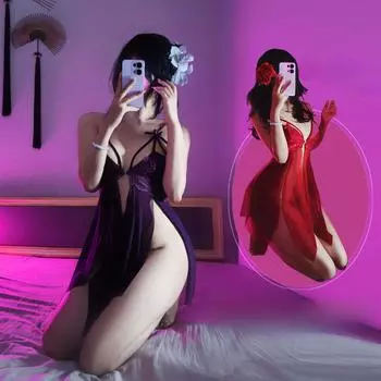 Сексуальное нижнее белье сексуальное сетчатое кружевное бантовое полое прозрачное чистое желание ночная рубашка без воздержания One Size