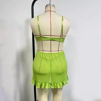 Сексуальное нижнее белье сексуальная сетка кружево юбка на подтяжках страсть искушение секс комплект юбки на подтяжках 1XL