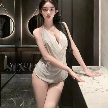 Сексуальное нижнее белье сексуальное чистое желание воротник-стойка карман на животе пижама сетка перспектива свободный комплект униформы one size fits all