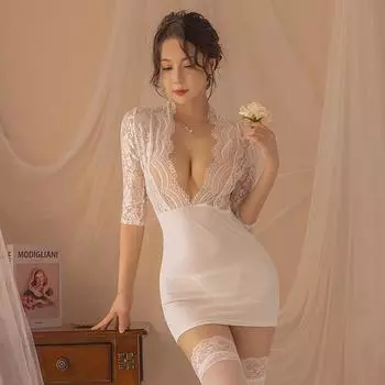 Сексуальное нижнее белье Сексуальный секретарь OL Юбка с запахом на бедрах Страстное кружево Униформа Перспектива Соблазн Горячий костюм One size