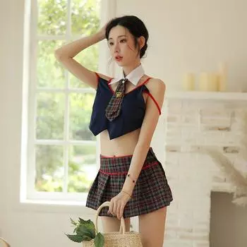 Сексуальное нижнее белье Сексуальные бретельки Бант Британский колледж Стиль Сексуальная униформа Милый Маленький Свежий Секс-набор One size