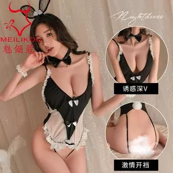Сексуальное нижнее белье лето новый сексуальный сетчатый прозрачный горничная кружево открытый полый комплект униформы горничной 2090 average size