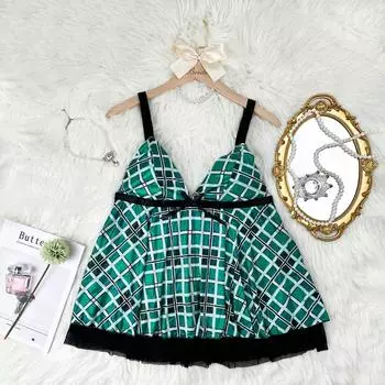 Сексуальное нижнее белье Униформа Сексуальная Юбка в клетку большого размера Сексуальный Секс Набор юбки в клетку 1XL