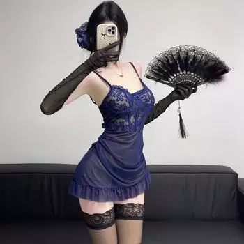 Сексуальное нижнее белье Женское Чистое Желание Кружевная Юбка на Бедрах Униформа Соблазнительный Костюм со Стальными Косточками Маленькая Грудь Пижама Кружево Женское One Size