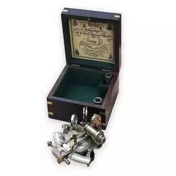 секстан из латуни с циркулем 12,7 см и коробкой