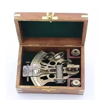 Секстант из цельной латуни с двумя дополнительными прицельными трубами, морской подарок