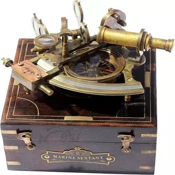 Секстант из латуни с историей корабля. Подарок ручной работы на День отца, день рождения, годовщину, крещение, партнера, шафера, выпускной, Рождество.