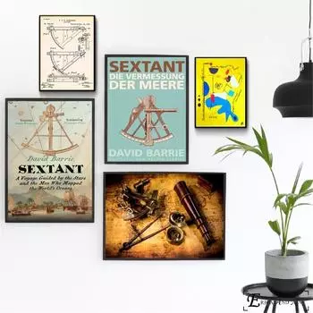 Секстант винтажное искусство с цитатами, абстрактное искусство на холсте, живопись, постеры и принты, настенные панно для гостиной, домашний декор, без рамки 21cm30cm NoFrame