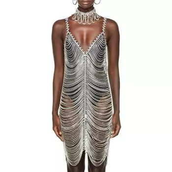 Сексуальная элегантная цепочка для тела со стразами, вечерние танцевальные вечерние, секс-белье, бюстгальтер-цепочка, аксессуары, женское ожерелье для тела