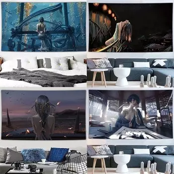 Сексуальная аниме красота гобелен офис гостиная гобелен украшение стены дома гобелен 100x75cm