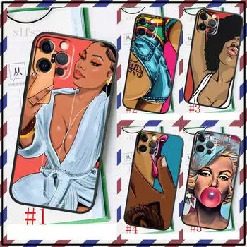 Сексуальная большая девушка Art для iPhone 15 14 13 12 11 XS XR X 8 7 SE Pro Max Plus Mini Черный чехол для телефона из ТПУ iPhone 15 Pro Max