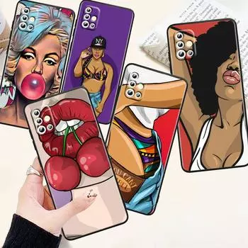 Сексуальная большая девушка искусство для Samsung A53 A52 A33 A32 A51 A71 A21S A13 A73 A50 A22 A23 A03 A72 A54 A12 5G черный чехол для телефона Samsung A12