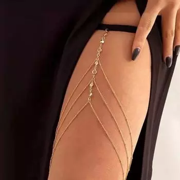 Сексуальная цепочка на бедро, женская регулируемая многослойная цепочка с бриллиантами, роскошная цепочка из золотисто-белого сплава для тела, аксессуар для ног белый