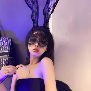 Сексуальная черная кружевная маскарадная маска, женский костюм, вечерние, с кроличьими ушками, кружевная маска для глаз