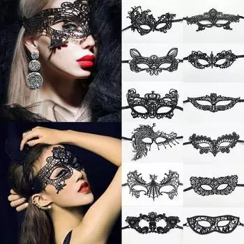 Сексуальная черная кружевная женская маска для лица на Хэллоуин, паук, летучая мышь, павлин, полумаска для лица, костюмы для танцевальной вечеринки, реквизит для косплея, маска для глаз для ночного карнавала в баре