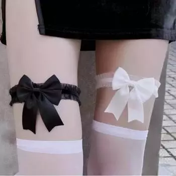 Сексуальная черно-белая подвязка на бедро, аксессуары для косплея, эластичная свадебная подвязка на ногу, модный пояс с бантом и кружевным дизайном One Size
