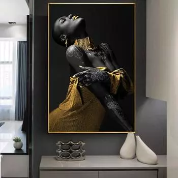 Сексуальная фигура, художественные картины на холсте, африканские чернокожие женщины, постеры и принты, настенная художественная картина для декора стен гостиной 20x30cm