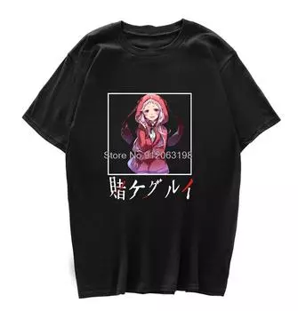 Сексуальная футболка Kakegurui Graphics для косплея с коротким рукавом Yumeko Jabami, футболка унисекс с аниме, верхняя женская футболка большого размера в стиле хип-хоп, панк L