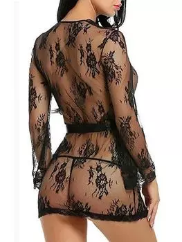 Сексуальная горячая сетчатая ночная рубашка без бретелек, перспективная ажурная многоцветная привлекательная сетчатая пижама с длинными рукавами для женщин XL