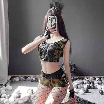 Сексуальная камуфляжная форма соблазнительный сексуальный костюм офицера горячая женщина-полицейский косплей костюм очаровательный average size (80-60kg)