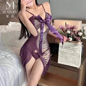 Сексуальная кисточка, забавный новый полый дизайн с бантом, полупрозрачная сетчатая пряжа One size [80-60kg]