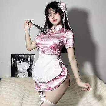 Сексуальная китайская девушка чистое желание новый китайский чонсам, японская горничная секс нижнее белье униформа комплект Average size (80-65kg)