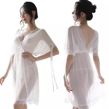 Сексуальная комната Babydoll с открытыми плечами [SOIMOE] Нижнее белье, женское, платье, нижнее белье, ночная рубашка, женская, сексуальная, переодевание, комбинация, открытая спина, спереди,